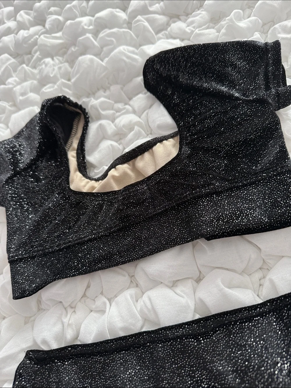 Kandi Kouture Black Velvet Sparkle Kids Top & High-Waist Brief Set